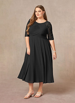 Azazie Dorothea 신부의 어머니 드레스 A라인 쉬폰 티 길이 드레스 image8