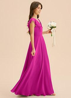 Azazie Anysa Junior Robe Trapèze en Mousseline de soie Rayé Fuchsia image4