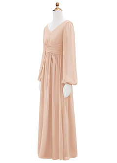 Azazie Norah Junior English Rose A-Line Pleated Chiffon Dress image8