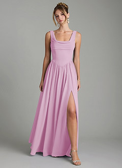 Azazie Novi Bridesmaid Dresses Candy Pink A-Line Pleated Chiffon Dress image1