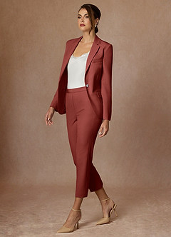 front Kennedy Terracotta Structured Stretch Pants Suit