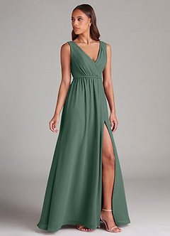 Azazie Tanicia Robes de demoiselle d'honneur Robe Trapèze en Mousseline de soie Plissée Mousse De Mer image3