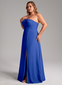 Azazie Wren Bridesmaid Dresses Royal Blue A-Line Side Slit Chiffon Convertible Dress image13