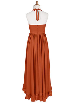 Azazie Hermione Junior Robe Trapèze en Mousseline de soie Orange Brûlée image7