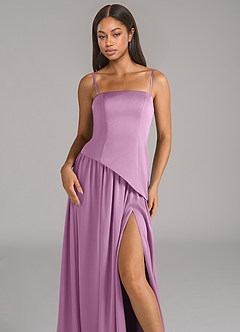 Azazie Adeline Bridesmaid Dresses Wisteria A-Line Strapless Stretch Satin Convertible Dress image2