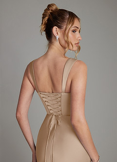 Azazie Agustina Bridesmaid Dresses Taupe Mermaid Corset Stretch Satin Dress image6