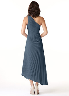 Azazie Kirra Abiti da Damigella Abito A-Line in Chiffon Monospalla Blu Nettuno image2