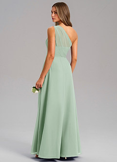 Azazie Phaedra Jurken voor bruidsmeisjes Jurk van Chiffon met A-Lijn One-Shoulder Agave image15