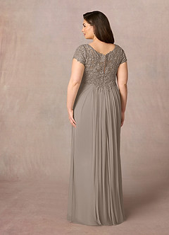 Azazie Macy Mother of the Bride Dresses Taupe A-Line V-Neck Sequin Lace Lace Dress image8