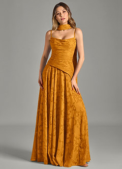 Azazie Gabriela Bridesmaid Dresses Butterscotch A-Line Strapless Floral Burnout Dress image6