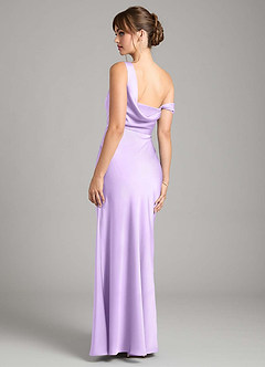 Azazie Madelyn Bridesmaid Dresses Lilac Mermaid One Shoulder Stretch Satin Convertible Dress image2