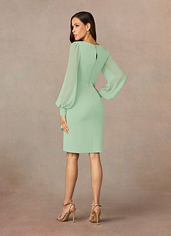 Azazie Karen Mother of the Bride Dresses Dusty Sage Sheath Pleated Stretch Crepe Dress image4