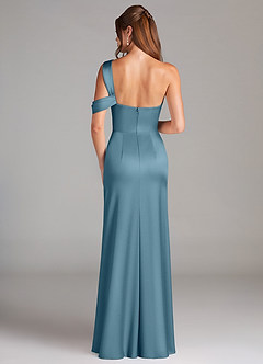 Azazie Wynter Bridesmaid Dresses Bermuda Sheath Off the Shoulder Stretch Satin Dress image2