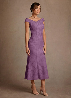 Azazie Keith Suknie dla Matki Panny Młodej Osłona Pofałdowany Kwiatowe wypalenie Długość herbaty Sukienka image3