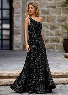 Opulent Black Velvet Sequins Prom Dress image3