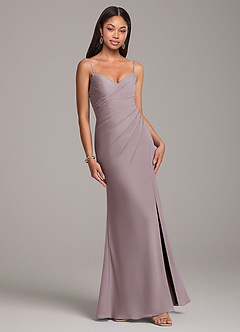 Azazie Yola Bridesmaid Dresses Dusk Sheath Pleated Chiffon Convertible Dress image5