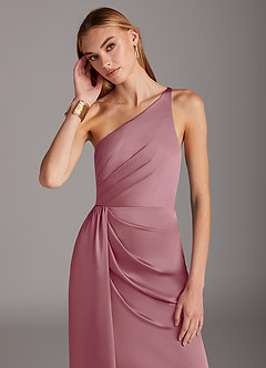 Azazie Mika Final Sale Vintage Mauve Sheath One Shoulder Stretch Satin Dress image6