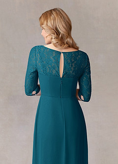 Azazie Leonine Mother of the Bride Dresses Ink Blue A-Line Scoop lace Chiffon Dress image7