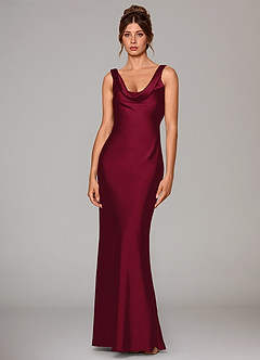 Azazie Rylina Bridesmaid Dresses Burgundy Mermaid Stretch Satin Dress image1