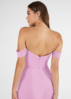 Azazie Kit Bridesmaid Dresses Candy Pink Mermaid Off the Shoulder Mesh Dress image7