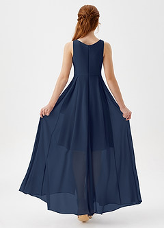 Azazie Lizette Junior Dark Navy A-Line Pleated Chiffon Dress image5