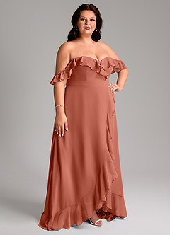 Azazie Lyra Bridesmaid Dresses Clay A-Line Chiffon Convertible Dress image13