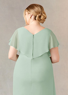 Azazie Julia Final Sale Agave Sheath V-Neck Pleated Chiffon Dress image11