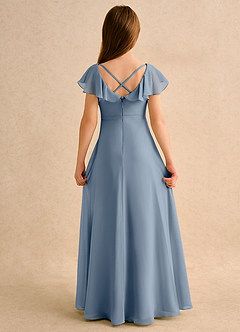 Azazie Nari Girls Formal Flower Girl Dresses Twilight A-Line with Sleeves Chiffon Dress image7
