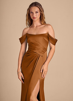 Azazie Shea Probar vestidos en casa Vestido de Agave de Satén Metálico de Corte Sirena Convertible con Vestidos sin tirantes image6