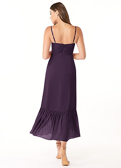 Azazie Justina Brautjungfernkleider A-Linie Herzausschnitt Chiffon Kleid Pflaume image2