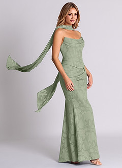 Azazie Sorrel Bridesmaid Dresses Agave Mermaid Corset Floral Burnout Convertible Dress image4