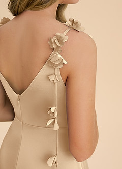 Azazie Gumdrop Junior Robe Empire en Satin extensible Plissée Champagne image6