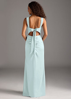 Azazie Jesaphine Bridesmaid Dresses Sea Glass Sheath Bow Stretch Satin Dress image5