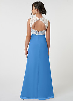 Azazie Rana Junior Blue Jay A-Line Lace Chiffon Dress image2