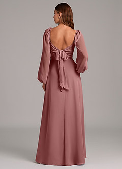 Azazie Annistyn 신부 들러리 드레스 A라인 긴팔 쉬폰 바닥 길이 드레스 image7