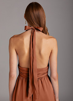 Azazie Oli Final Sale Cedar Rose Pleated Stretch Satin Jumpsuit image5