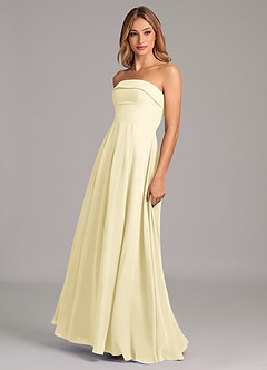 Azazie Lucienne Bridesmaid Dresses Lemon Sorbet A-Line Strapless Chiffon Convertible Dress image4