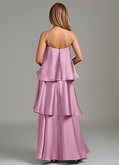 Azazie Azalea Bridesmaid Dresses Candy Pink A-Line Ruched Stretch Satin Dress image4