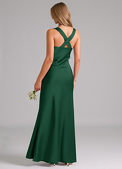 Azazie Kamila Brautjungfernkleider A-Linie Plissee Stretch-Satin Kleid Dunkelgrün image2