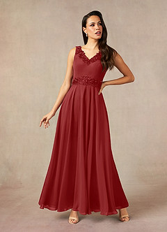 Azazie Devana Mother of the Bride Dresses Rust A-Line Sequins Chiffon Dress image3
