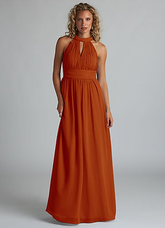 Azazie Camella Final Sale Cabernet A-Line Pleated Chiffon Dress image1
