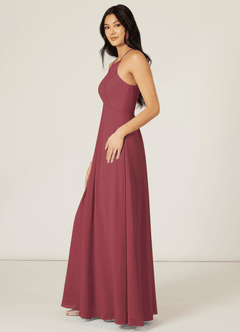 Azazie Sarah Final Sale Merlot Empire Pleated Chiffon Dress image3