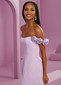 Barbie ♥ Azazie Bridesmaid Dresses Frosted Lilac A-Line Off the Shoulder Chiffon Convertible Dress image5
