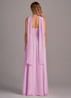 Azazie Joni Vestidos de damas de honor Vestido de Rosa Caramelo de Gasa de Corte en A Convertible con Sin tirantes image7