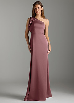 Azazie Rinna Bridesmaid Dresses Vintage Mauve Mermaid Ruched Stretch Satin Dress image1