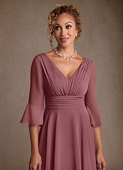 Azazie Aerynne Mother of the Bride Dresses Desert Rose A-Line Pleated Chiffon Dress image5