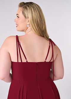 Barbie ♥ Azazie Bridesmaid Dresses Burgundy A-Line Bow Chiffon Dress image10