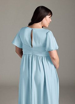 Azazie Verna vestidos de dama de honor de maternidad Vestido de Corte En A Volante Hasta el suelo Satén Elástico image10