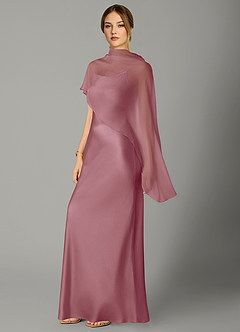 Azazie Jaleesa Bridesmaid Dresses Vintage Mauve A-Line High Neck Stretch Satin Dress image4