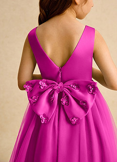 Azazie Malva Flower Girl Dresses Fuchsia Ball-Gown Bow Tulle Dress image6